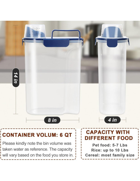 Contenedor de Alimentos para Mascotas TBMax 5L Hermético Azul