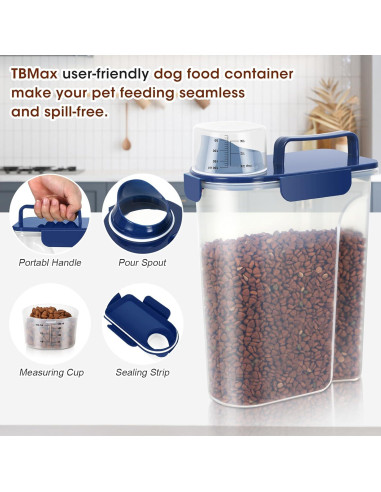 Contenedor de Alimentos para Mascotas TBMax 5L Hermético Azul
