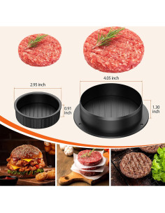 Prensa de Hamburguesas Pisol 4-en-1 con 100 Papeles de Cera 2