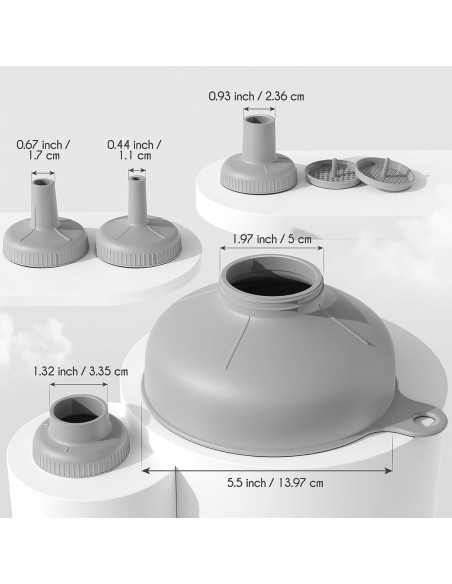 Juego de Embudos de Plástico Pisol con 5 Picos y 2 Coladores