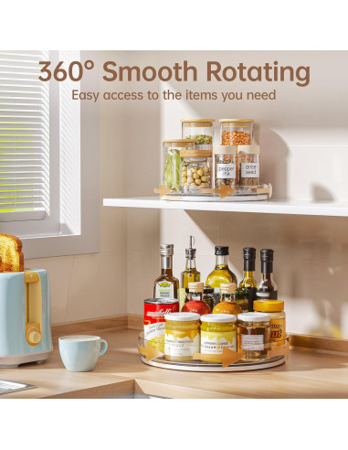 Organizador Lazy Susan LAMU 3 Piezas Giratorio Claro 29cm y 22.9cm