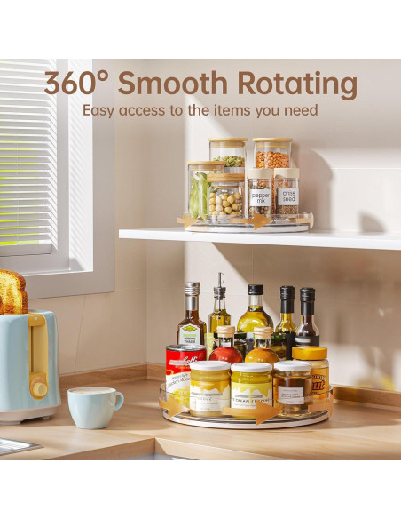 Organizador Lazy Susan LAMU 3 Piezas Giratorio Claro 29cm y 22.9cm