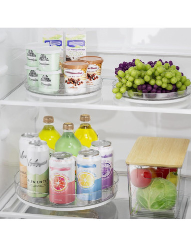 Organizador Lazy Susan LAMU 3 Piezas Giratorio Claro 29cm y 22.9cm