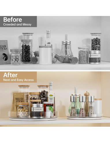 Organizador Lazy Susan LAMU 3 Piezas Giratorio Claro 29cm y 22.9cm