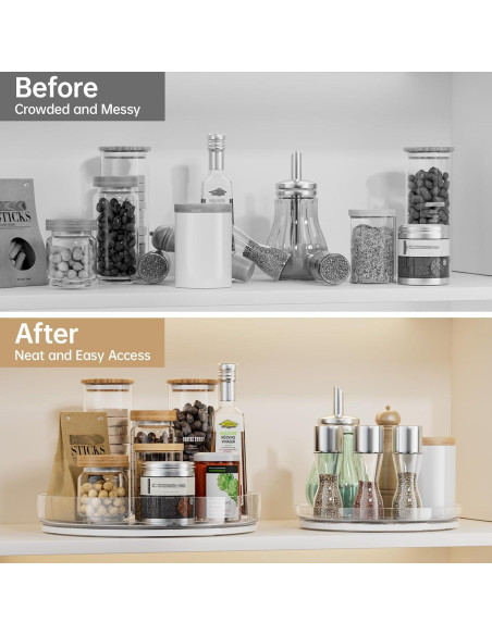 Organizador Lazy Susan LAMU 3 Piezas Giratorio Claro 29cm y 22.9cm