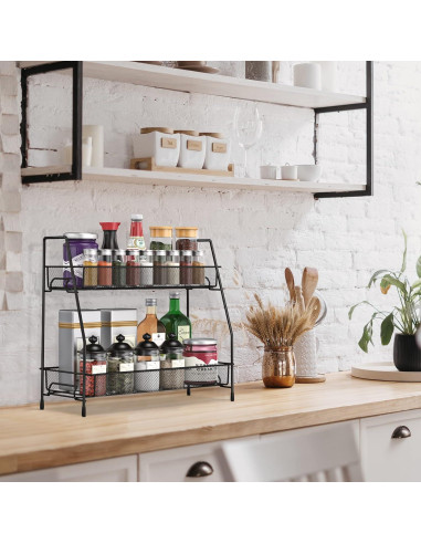 Organizador de especias SPISPI negro 2 estantes 36x14x32 cm