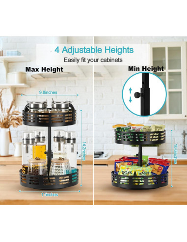 Organizador Lazy Susan Dhmkfly 2 Niveles Ajustables 27,94 cm