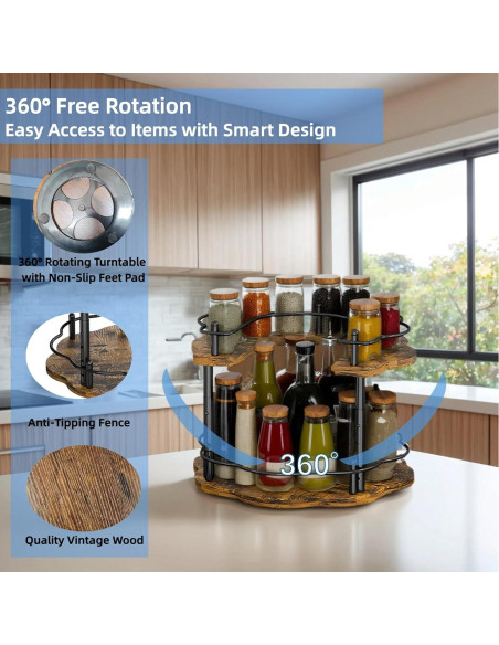 Organizador giratorio de madera 2 niveles Genérico 30,48 cm Organizador giratorio de madera 2 niveles Genérico 30,48 cm