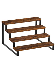 Estante de Especias Giikin 4 Niveles Madera Marrón Rústico