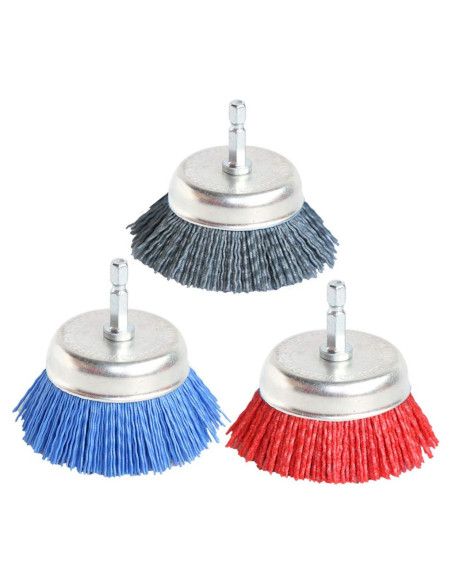 3 Piezas Cepillos de Copa Nylon FPPO 80 120 320 para Taladro