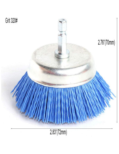 3 Piezas Cepillos de Copa Nylon FPPO 80 120 320 para Taladro