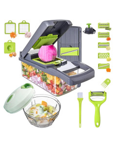 Cortador de Verduras Manual QDGMXIV 16 en 1 con 7 Cuchillas