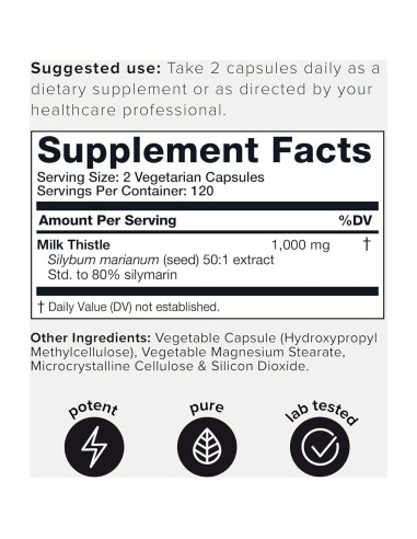Cardo Mariano Toniiq 240 Cápsulas 1000mg 80% Silymarina
