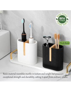 Soporte para Cepillos de Dientes rejomiik Blanco Mate 2 Compartimentos 2