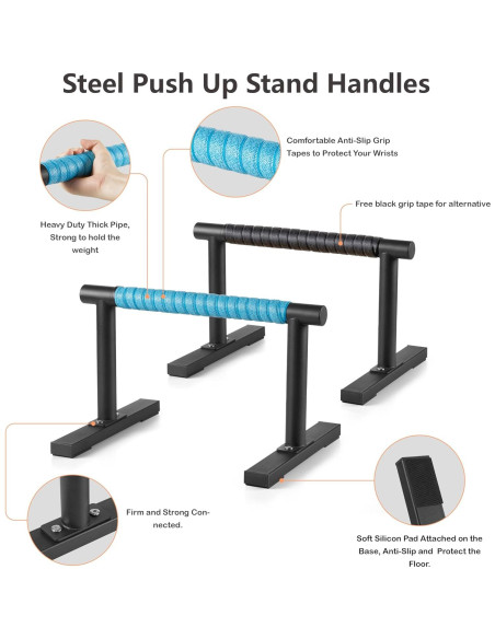 Barras Parallettes Purife de Acero Negro para Flexiones
