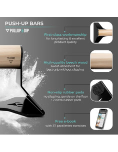 Parallettes PULLUP & DIP de Madera y Acero - 200 kg 2