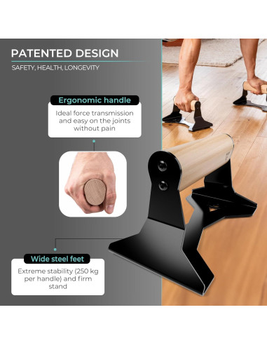 Parallettes PULLUP & DIP de Madera y Acero - 200 kg