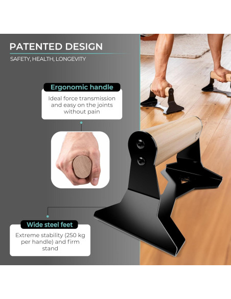 Parallettes PULLUP & DIP de Madera y Acero - 200 kg