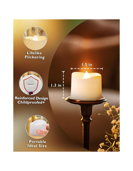 Homemory 24 Velas LED Sin Llama Brillo Cálido 3,81cm