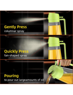 Rociador de Aceite 2 en 1 DOMHOAI 470ml Vidrio Verde 2