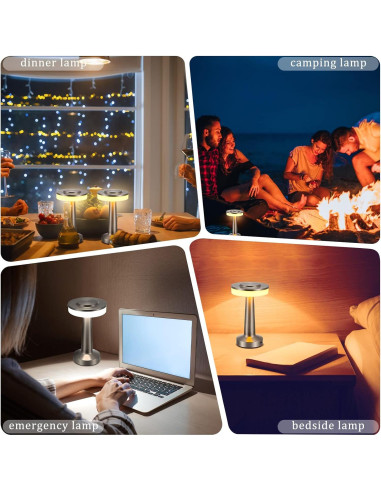 Juego de 2 Lámparas de Mesa LED Riakrum Plata Táctil 3 Colores