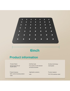 Cabezal de Ducha de Lluvia AULEEND 15x17 cm Acero Inoxidable 2