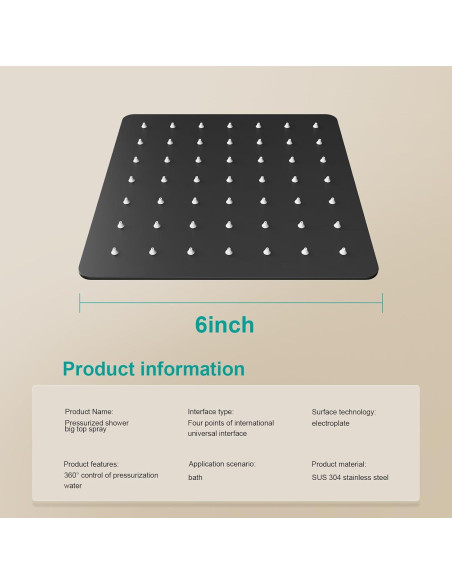 Cabezal de Ducha de Lluvia AULEEND 15x17 cm Acero Inoxidable