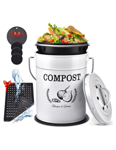 Cubo de Compostaje AOSION 3.79L Blanco Sin Olores