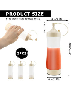 Botellas de Silicona para Salsas DOERDO 350ml 3 Piezas 2