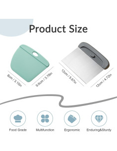 Raspador de masa 2 en 1 Holyenten - Acero inoxidable, 0.17 kg 2