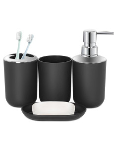 Juego de Accesorios de Baño 4 Piezas Seeatoo Negro