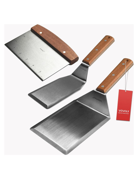 Juego de Espátulas de Acero Inoxidable Vovoly 3 Piezas