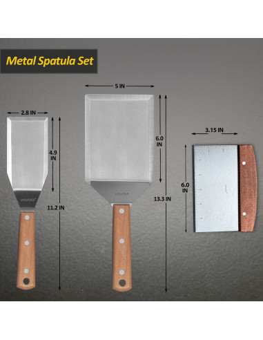 Juego de Espátulas de Acero Inoxidable Vovoly 3 Piezas