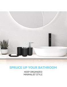 Juego de Accesorios de Baño 4 Piezas Seeatoo Negro 2