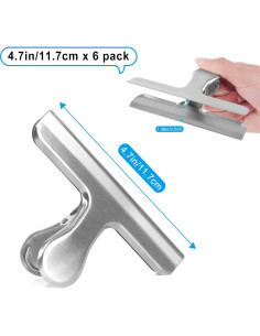 Paquete de 6 Clips Bulldog de Acero Inoxidable 12 cm 2