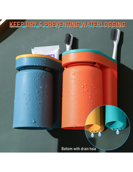 Soporte de cepillo de dientes Buyscoolee 2 en 1 Verde Amarillo