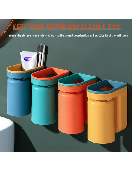 Soporte de cepillo de dientes Buyscoolee 2 en 1 Verde Amarillo