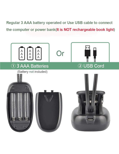 Luz de Libro Clip-on GLORIOUS-LITE 10 LED 3 Colores Ajustables