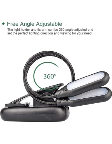 Luz de Libro Clip-on GLORIOUS-LITE 10 LED 3 Colores Ajustables