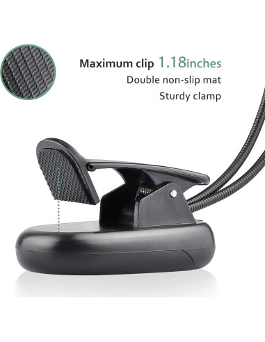 Luz de Libro Clip-on GLORIOUS-LITE 10 LED 3 Colores Ajustables