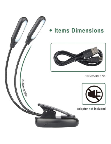 Luz de Libro Clip-on GLORIOUS-LITE 10 LED 3 Colores Ajustables