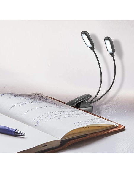 Luz de Libro Clip-on GLORIOUS-LITE 10 LED 3 Colores Ajustables