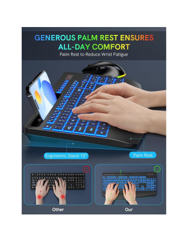 Combo Teclado y Ratón Inalámbrico Trueque RGB Ergonómico