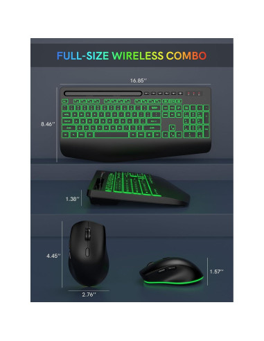 Combo Teclado y Ratón Inalámbrico Trueque RGB Ergonómico