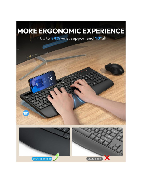 Combo Teclado y Ratón Inalámbricos SABLUTE Ergonómico