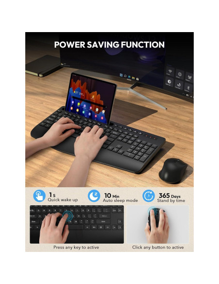 Combo Teclado y Ratón Inalámbricos SABLUTE Ergonómico