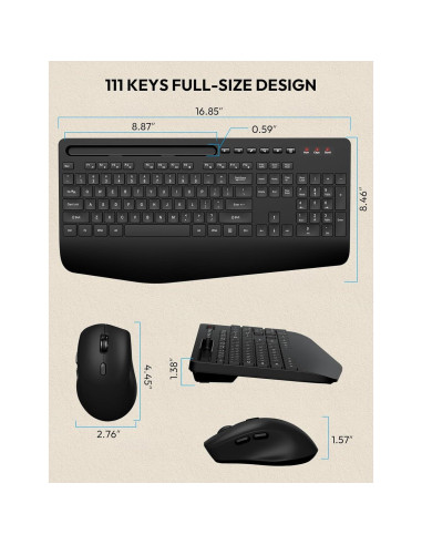 Combo Teclado y Ratón Inalámbricos SABLUTE Ergonómico