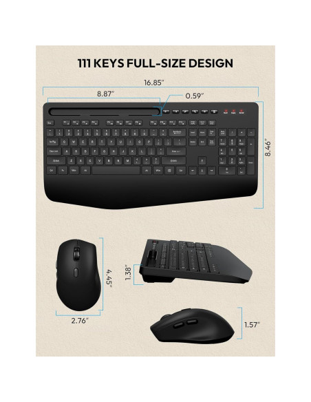 Combo Teclado y Ratón Inalámbricos SABLUTE Ergonómico