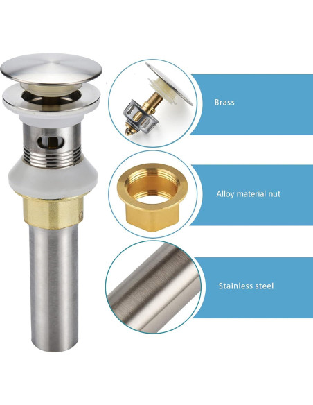 Desagüe de lavabo Rockgoya acero inoxidable niquelado 26 cm