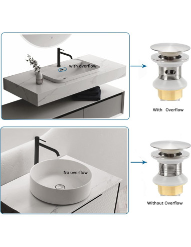 Desagüe de lavabo Rockgoya acero inoxidable niquelado 26 cm